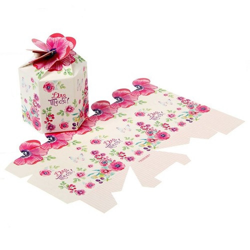 Коробка складная мини Для тебя, акварельные цветы