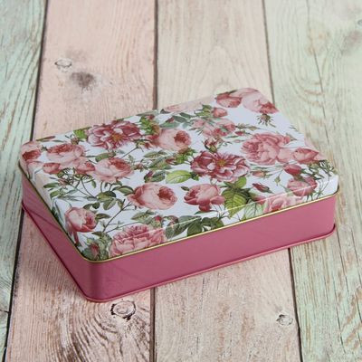 Шкатулка Пышные розовые пионы металлическая