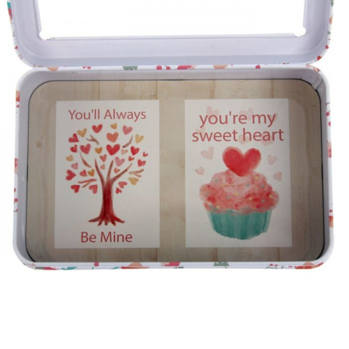 Шкатулка с окном Валентинка металл.