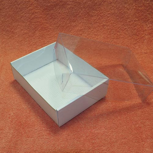 Коробка белая 155x110x45 мм с прозрачной крышкой