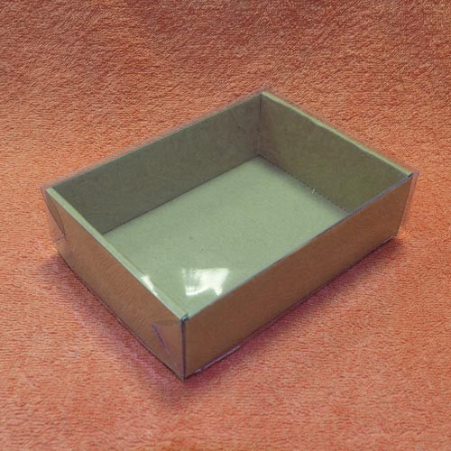 Коробка коричневая 155x110x45 мм с прозрачной крышкой