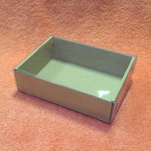 Коробка коричневая 155x110x45 мм с прозрачной крышкой