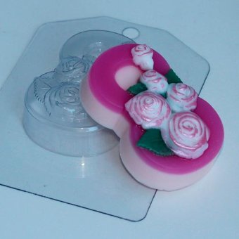 8 Марта Розы по диагонали пластиковая форма для мыла
