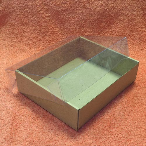 Коробка коричневая 180x150x50 мм с прозрачной крышкой