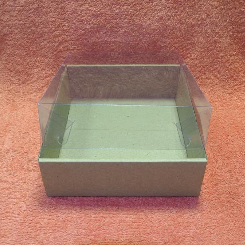 Коробка коричневая 180x150x50 мм с прозрачной крышкой