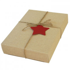 Коробка крафт из рифленного картона, с декором звезда