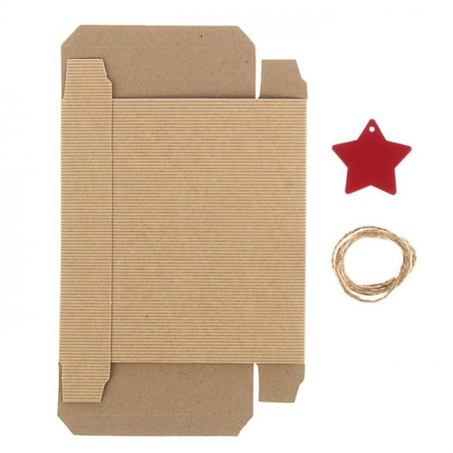 Коробка крафт из рифленного картона, с декором звезда
