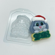2023 / Кролик в новогодней шапке пластиковая форма для мыла