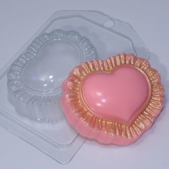 Сердце с рюшами пластиковая форма для мыла