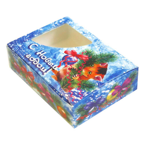 Коробка С Новым Годом! с котенком 155х110х40